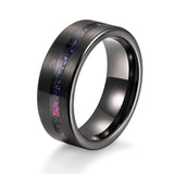 Load image into Gallery viewer, 8mm Black Plated Brushed Black Blue Meteorite Stone Inlay Tungsten Carbide Ring