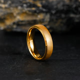 Load image into Gallery viewer, 6MM Sandblasted Beveled Polished Edge 24K Gold Plated Tungsten Carbide Rings