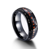 Load image into Gallery viewer, 8mm Dinosaur Bone Dual Channel Black Sand Metal Slag Black Tungsten Ring