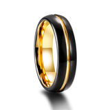 Load image into Gallery viewer, 6mm Tungsten Carbide Ring Black Gold Men Women Wedding Band Wholesale