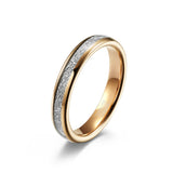 Load image into Gallery viewer, Fashion Jewelry Ring Rose Gold Plated Dome Polished Meteorite Inlay Tungsten Carbide Wedding Bands