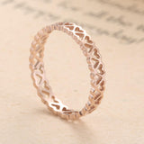 Load image into Gallery viewer, Hollow Out Little Heart 18k Rose Gold Stainless Steel Women&#39;s Ring Wholesale