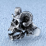 Load image into Gallery viewer, Men Vintage Stainless Steel Casting Punk Satan Sheep Head Skull Ring