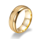 Load image into Gallery viewer, 8MM High Polished Edge Sandblasted Silver 24K Gold Plated Domed Tungsten Carbide Ring