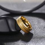 Load image into Gallery viewer, 8MM Men&#39;s Wedding Tungsten Ring Silver 24K Gold Plated Sandblasted Grooved