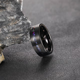 Load image into Gallery viewer, 8mm Black Plated Brushed Black Blue Meteorite Stone Inlay Tungsten Carbide Ring