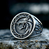 Load image into Gallery viewer, Nordic Viking Celtic Knot Wolf Head Stainless Steel Ring Men Wolf Claw Ring