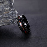 Load image into Gallery viewer, 8mm Dinosaur Bone Dual Channel Black Sand Metal Slag Black Tungsten Ring