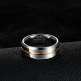 Load image into Gallery viewer, 8mm Customized High Polished 24K Gold Inlay Tungsten Carbide Ring