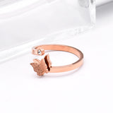 Load image into Gallery viewer, Women Butterfly Ring Rose Gold Stainless Steel Open Ring Jewelry