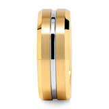 Load image into Gallery viewer, Wholesale Men&#39;s 8mm Band Silver Strip Grooved Gold Plated Tungsten Carbide Ring