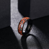 Load image into Gallery viewer, 8mm Black Plated Copper Inlaid with Red Blue Green Opal Stone Tungsten Carbide Band Ring