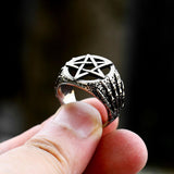 Load image into Gallery viewer, Men Vintage Stainless Steel Hand Bone Five Point Star Viking Ring