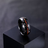 Load image into Gallery viewer, 8mm Dinosaur Bone Dual Channel Black Sand Metal Slag Black Tungsten Ring