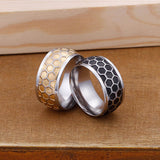 Load image into Gallery viewer, 10mm Gold Black Honeycomb Shape Stainless Steel Men Ring