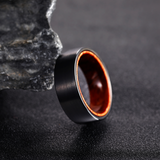 Load image into Gallery viewer, 8MM Black Plated Red Sandalwood Inlay Brushed Tungsten Carbide Ring