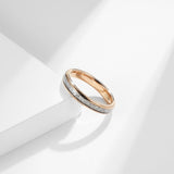 Load image into Gallery viewer, Fashion Jewelry Ring Rose Gold Plated Dome Polished Meteorite Inlay Tungsten Carbide Wedding Bands