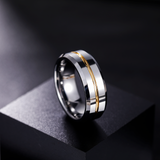 Load image into Gallery viewer, 8mm Customized High Polished 24K Gold Inlay Tungsten Carbide Ring