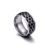 Load image into Gallery viewer, 10mm Gold Black Honeycomb Shape Stainless Steel Men Ring