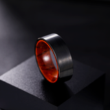 Load image into Gallery viewer, 8MM Black Plated Red Sandalwood Inlay Brushed Tungsten Carbide Ring