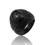 Load image into Gallery viewer, Men Vintage Stainless Steel Ring Black Inlaid Gem Carved Ring