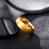 Load image into Gallery viewer, 8mm 24K Gold Plated Domed Hammered Tungsten Carbide Ring