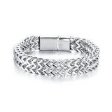 Load image into Gallery viewer, Fashion 22cm Long Original Steel Color Magnet Double Layer Stainless Steel Chain Bracelets for Men