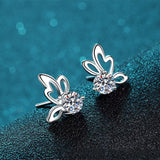 Load image into Gallery viewer, Moissanite Diamond 0.6CT Round Cut Butterfly Four Claws Stud Earrings 925 Sterling Silver Earrings For Women