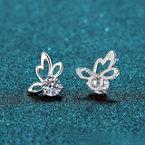 Load image into Gallery viewer, Moissanite Diamond 0.6CT Round Cut Butterfly Four Claws Stud Earrings 925 Sterling Silver Earrings For Women