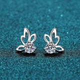 Load image into Gallery viewer, Moissanite Diamond 0.6CT Round Cut Butterfly Four Claws Stud Earrings 925 Sterling Silver Earrings For Women