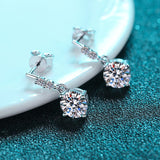 Load image into Gallery viewer, 1ct Moissanite Diamond Round Cut Four Claws Stud Earrings 925 Sterling Silver Earrings For Women Hypoallergenic