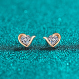 Load image into Gallery viewer, Moissanite Diamond 0.6CT Heart Cut Heart Gold Plated Stud Earrings 925 Sterling Silver Earrings For Women