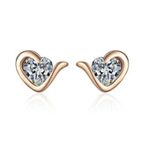 Load image into Gallery viewer, Moissanite Diamond 0.6CT Heart Cut Heart Gold Plated Stud Earrings 925 Sterling Silver Earrings For Women