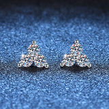 Load image into Gallery viewer, Moissanite Diamond 0.6CT Round Cut Three Petal Grass Stud Earrings 925 Sterling Silver Earrings For Women