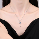 Load image into Gallery viewer, Fashion Luxury Jewelry 1Ct Round Cut Key Pendant 925 Sterling Silver Moissanite Necklaces for Women