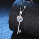 Load image into Gallery viewer, Fashion Luxury Jewelry 1Ct Round Cut Key Pendant 925 Sterling Silver Moissanite Necklaces for Women