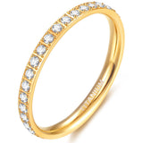 Load image into Gallery viewer, Ringsmaker 2mm Gold Color Women Titanium Rings Cubic Zirconia Engagement Wedding Bands