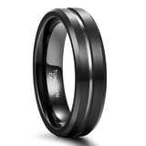 Load image into Gallery viewer, Ringsmaker 6mm Black Tungsten Carbide Ring Brushed Rings Mens Wedding Bands