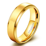 Load image into Gallery viewer, Ringsmaker 6mm Gold Color Brushed Titanium Ring Men Engagement Wedding Bands