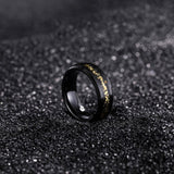 Load image into Gallery viewer, Ringsmaker 8mm Men Black Tungsten Carbide Ring Black And Gold Foils Inlay Beveled Ring