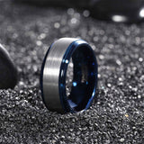 Load image into Gallery viewer, Ringsmaker 8mm Brushed Tungsten Carbide Rings Blue Inner Ring Men&#39;s Wedding Bands