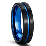 Load image into Gallery viewer, Ringsmaker 6mm Wedding Band Tungsten Carbide Rings Men Women Blue Groove Matte Finish Ring