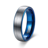 Load image into Gallery viewer, Ringsmaker 6mm Dark Silver Tungsten Carbide Ring Men Dome Brushed Wedding Bands Blue Inner Ring