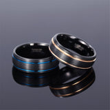 Load image into Gallery viewer, Ringsmaker 8mm Tungsten Carbide Ring Men Black With Blue Line Dome Wedding Bands