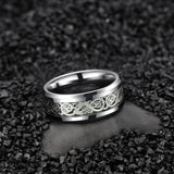 Load image into Gallery viewer, Ringsmaker 8mm Silver Color Tungsten Carbide Ring Celtic Dragon Inlay Men Women Engagement Wedding Bands