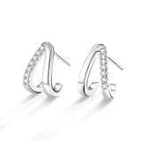 Load image into Gallery viewer, 925 Sterling Silver Half Hoop Earrings For Women CZ Cubic Zirconia Earrings Small Split Huggie Hypoallergenic