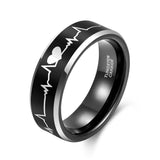 Load image into Gallery viewer, Ringsmaker 8mm Men Women Cardiogram Design Tungsten Carbide Ring Couple Wedding Bands