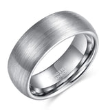 Load image into Gallery viewer, Ringsmaker 8mm Domed Tungsten Carbide Ring Men Silver Color Brushed Wedding Bands