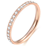 Load image into Gallery viewer, Ringsmaker 2mm Rose Gold Women Titanium Rings Cubic Zirconia Engagement Wedding Bands