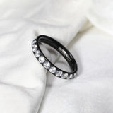 Load image into Gallery viewer, Ringsmaker 3mm Black Women Titanium Ring Cubic Zirconia Wedding Bands